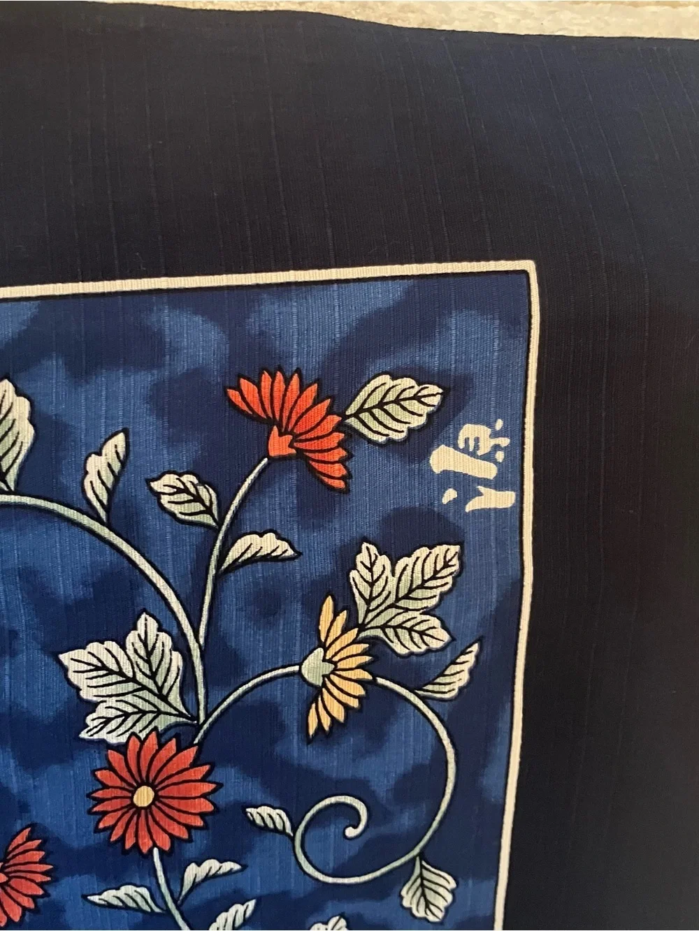 Furoshiki Japanese Cotton Wrapping Cloth Cover Blue Floral Square 39in